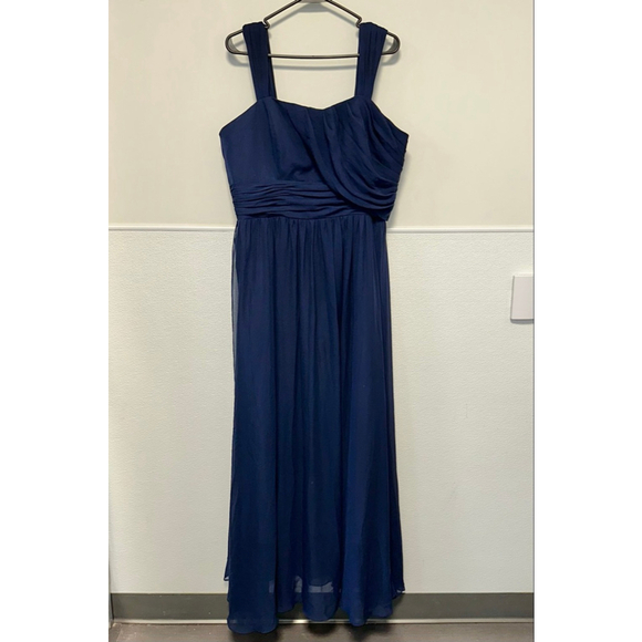 Women's Alfred Angelo Navy Maxi Dress Size 18 Wedding Formal Chiffon Prom Plus - Picture 1 of 12